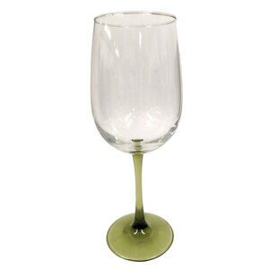 Pier 1 Clear Wine Glass With Green Stem & Base 9"x 3"